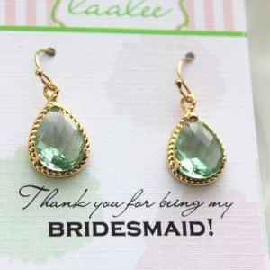 Gold Prasiolite Earrings Light Green Wedding..