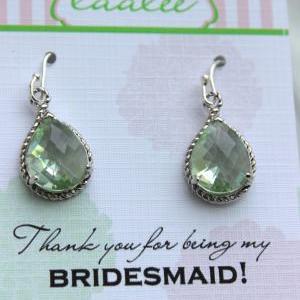 Silver Prasiolite Earrings Light Green Wedding..