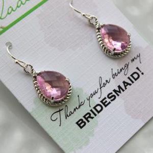 Silver Light Pink Earrings Blush Wedding Jewelry -..