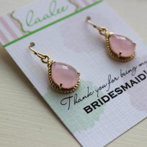 Pink Opal Earrings Gold Wedding Jewelry - Blush..