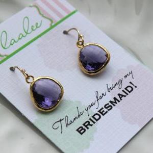 Gold Tanzanite Earrings Purple Wedding Jewelry..