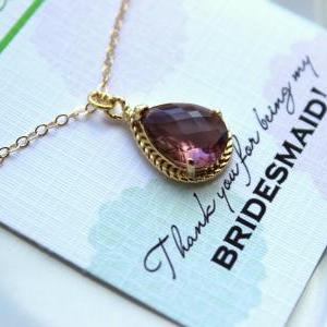 Gold Eggplant Necklace Purple Plum Wedding..