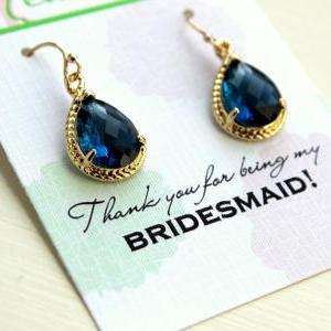 Sapphire Earrings Gold - Navy Blue Wedding Jewelry..