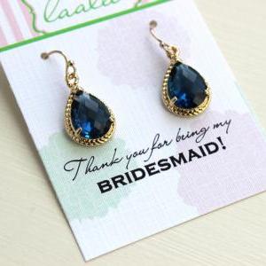 Sapphire Earrings Gold - Navy Blue Wedding Jewelry..