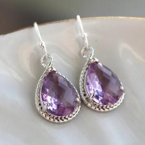 Silver Lavender Earrings Wedding Jewelry Purple..