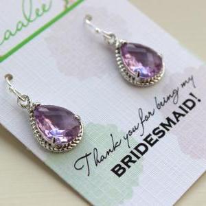 Silver Lavender Earrings Wedding Jewelry Purple..