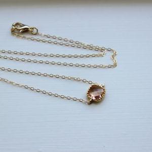 Dainty Gold Peach Necklace - Bridesmaid Gift Under..
