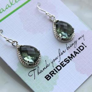 Silver Charcoal Gray Earrings Wedding Jewelry -..