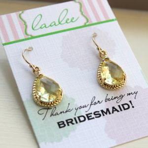 Yellow Citrine Earrings Gold Wedding Jewelry -..