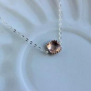Dainty Silver Peach Necklace - Bridesmaid Gift..