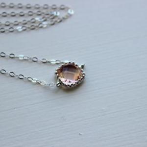 Dainty Silver Peach Necklace - Bridesmaid Gift..