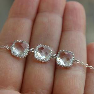 Silver Crystal Bracelet - Bridesmaid Gift Crystal..