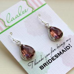 Silver Eggplant Earrings Wedding Jewelry Purple..