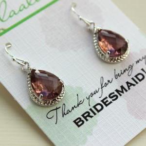 Silver Eggplant Earrings Wedding Jewelry Purple..